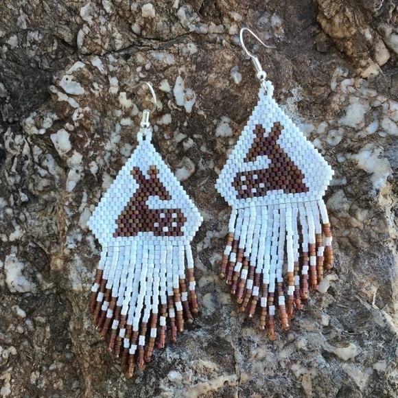 Fawn Beaded Earrings, New, Handmade by Me - Picture 2 of 8